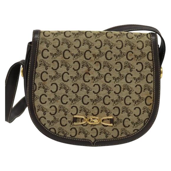 CELINE C Sulky Shoulder Bag Canvas Beige Gold - Picture 2 of 12